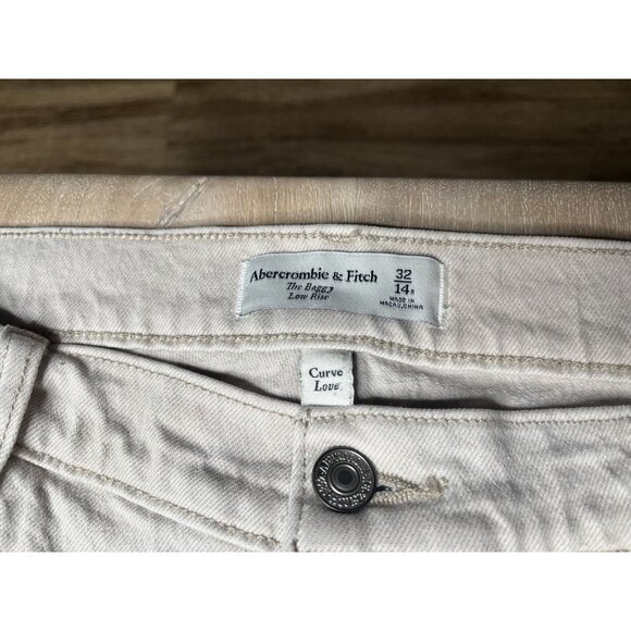 Abercrombie The Baggy Low Rise Curve Love in Chai Gray Tan Size 32 - Picture 3 of 9